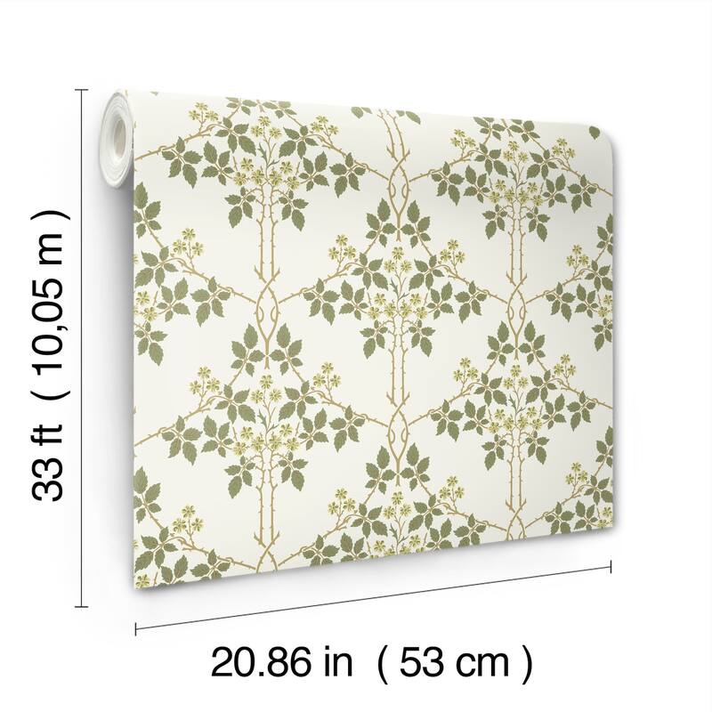 Blackberry Chartreuse Vine Trellis Wallpaper