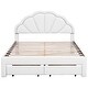 preview thumbnail 5 of 16, Queen Size Upholstered Platform Bed with Seashell Headboard, LED Lighting, and 2 Drawers - High-Density Comfort