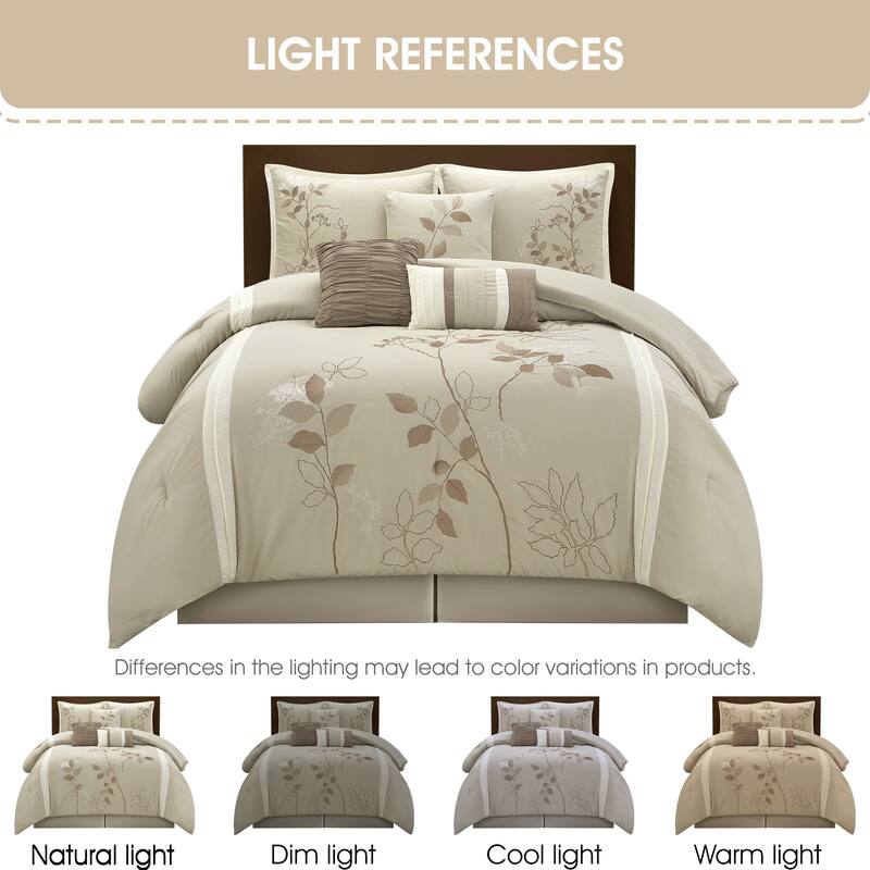 Nanshing Tracy 7-Piece Minimalist Botanical Comforter Set