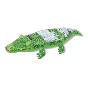 56" Spotted Green Crocodile Rider Inflatable Swimming Pool Float Toy with Handles