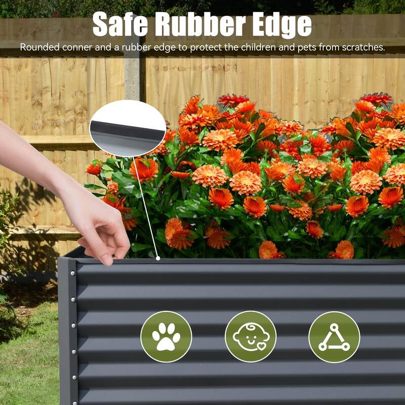 8x4x2 ft Galvanized Raised Garden Bed, Planter Garden Boxes Large Metal Planter Box for Gardening Vegetables Fruits Flowers