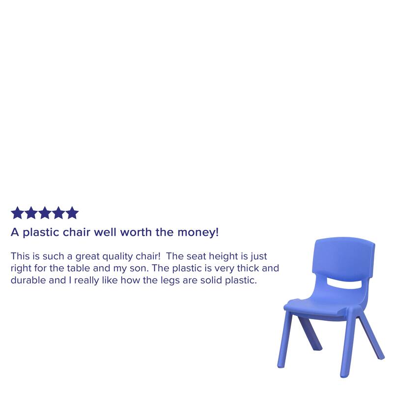 2 Pack Plastic Stackable Preschool Chair with 10.5" Seat Height - 14"D x 12.5"W x 20"H