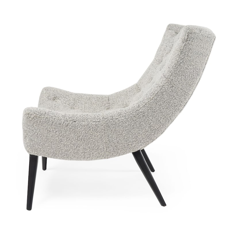 HomeRoots 32" Gray and Black Tufted Boucle Lounge Chair - 32 in. x 39 in. x 40 in.