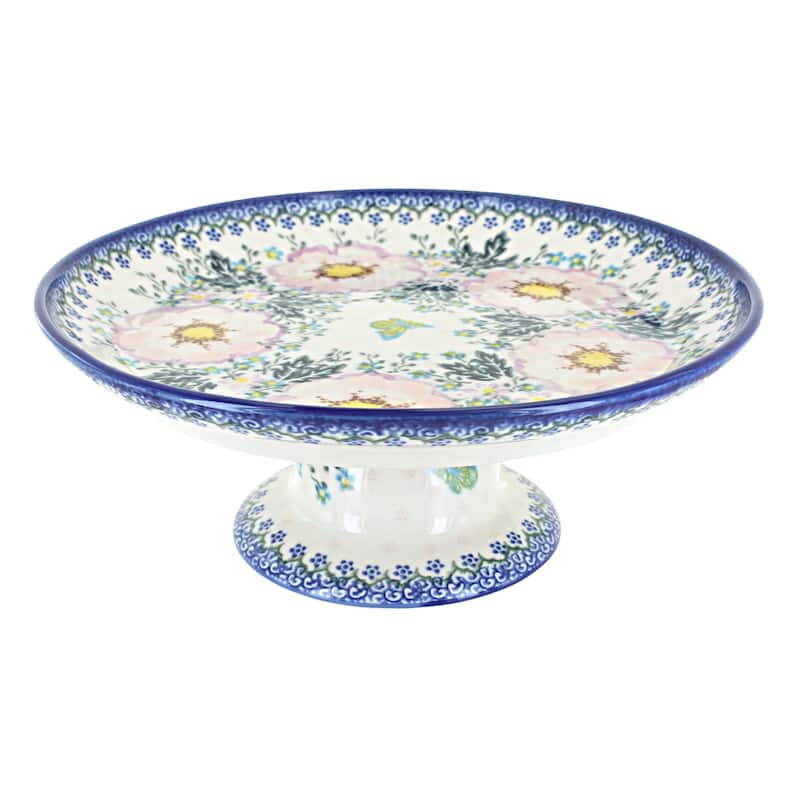 Blue Rose Polish Pottery 283 Vena Cake Plate