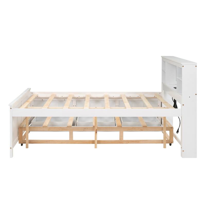 Full Size Platform Bed with Storage Headboard