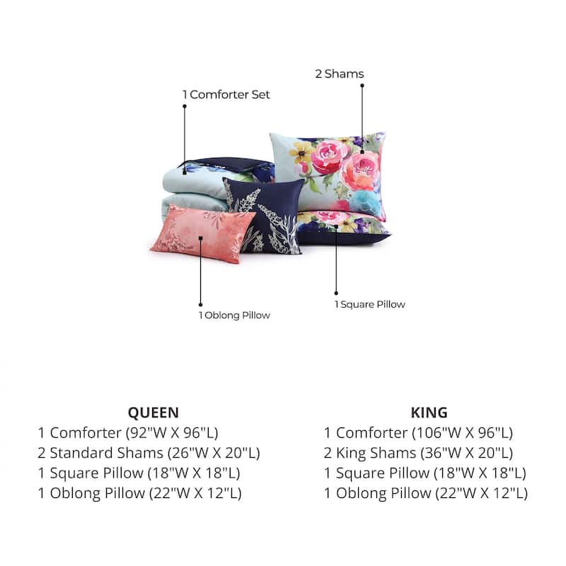 Bebejan Aqua Fiesta 100% Cotton Sateen 5 Piece Reversible Comforter Set