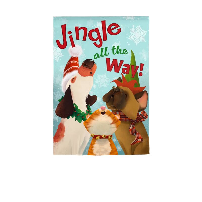12.5 in. x 18 in. Jingle All the Way Suede Garden Flag - Multicolor - 12.5 in x 18 in