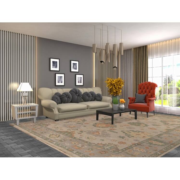 Floral Oushak Oriental Area Rug Handmade Wool Carpet - 9'2"x 11'9"