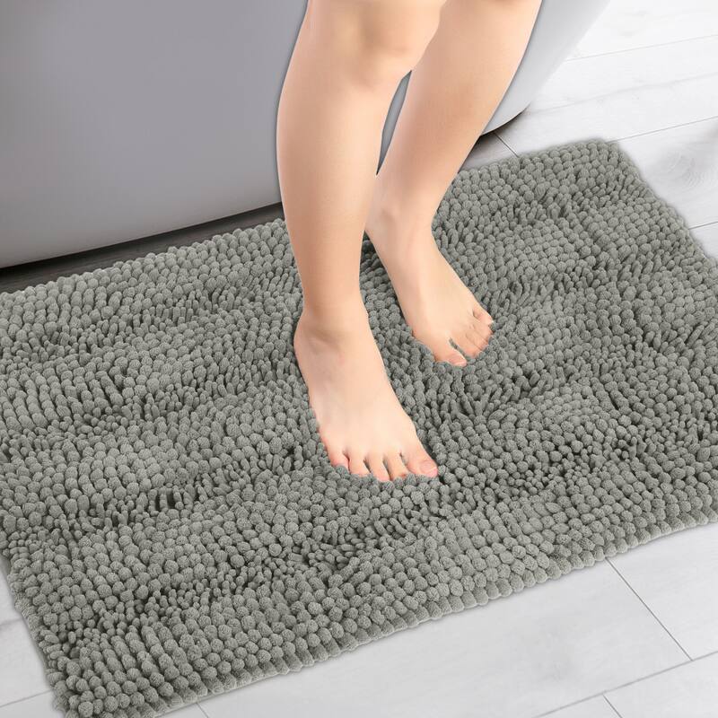 Absorbent Chenille Bath Rugs, High Pile Quick Dry Bath Mats, Rugs for Shower Floor