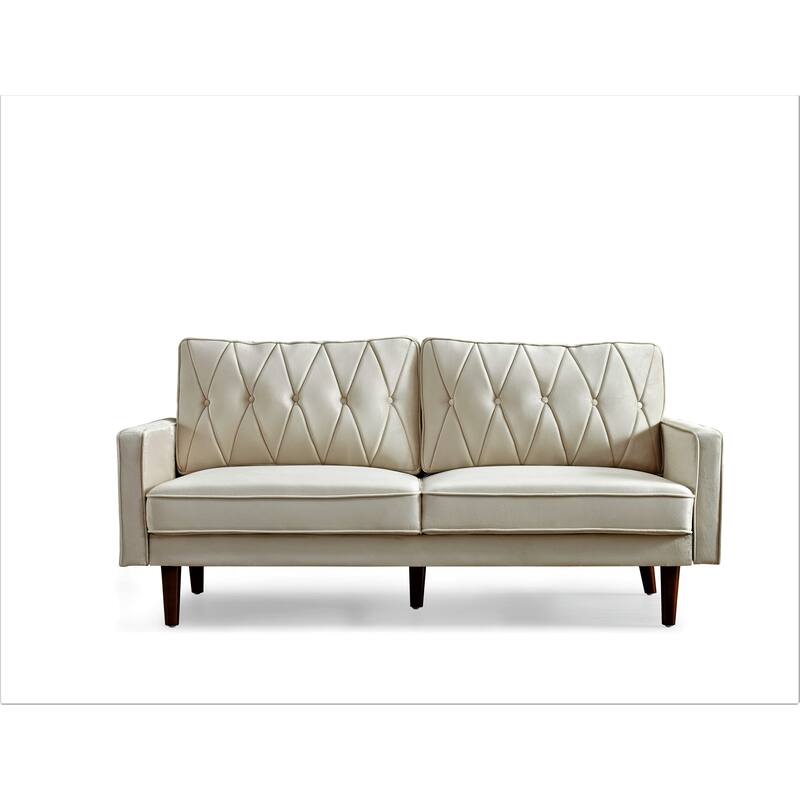Feemster 69.3" Wide Velvet Tufted Cushion Back Sofa - Ivory