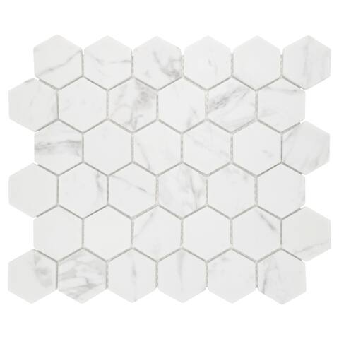 11.7"×10.2" Hexagon Glass Floor and Wall Mosaic Tile10 sheets/8.34sqft