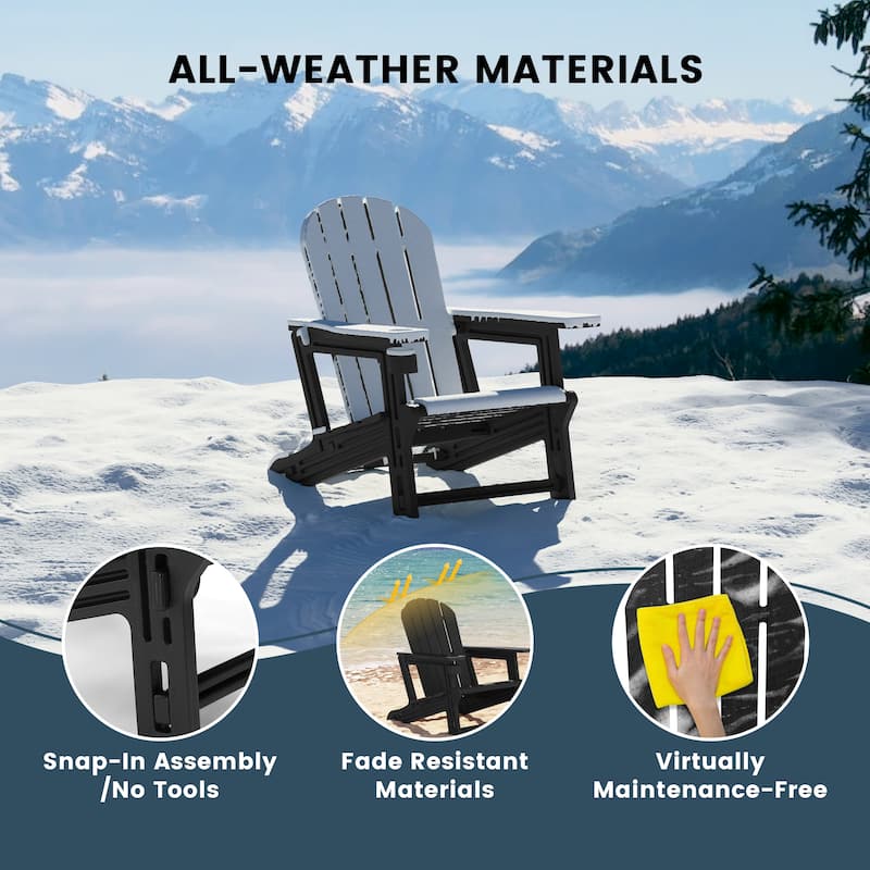 Polytrends Coastline Outdoor Poly Adirondack Chair with Cup Holder (Set of 2)