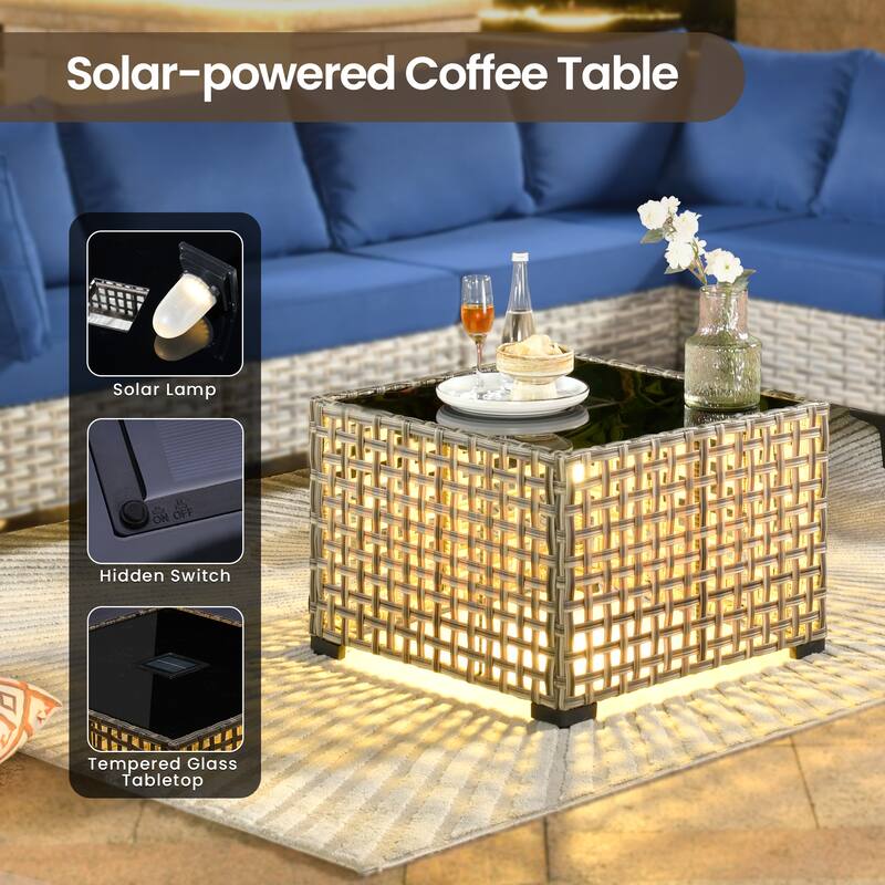 XIZZI 11-piece Patio Rattan Wicker Furniture Set with Fire Pit Table