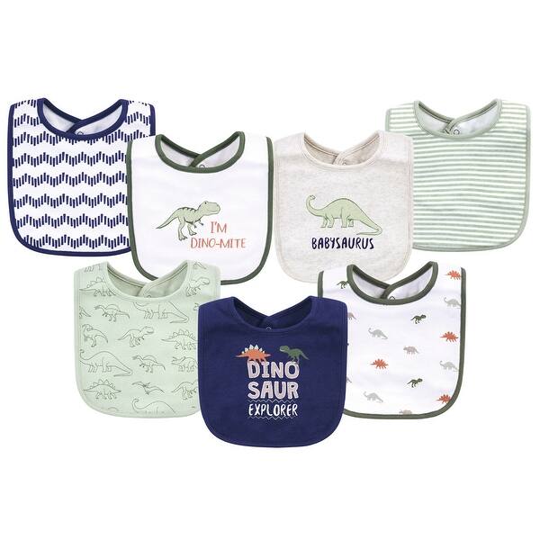 slide 1 of 1, Hudson Baby Infant Boy Cotton Bibs, Dinosaur Explorer, One Size - Dinosaur Explorer - One Size One Size - Dinosaur Explorer