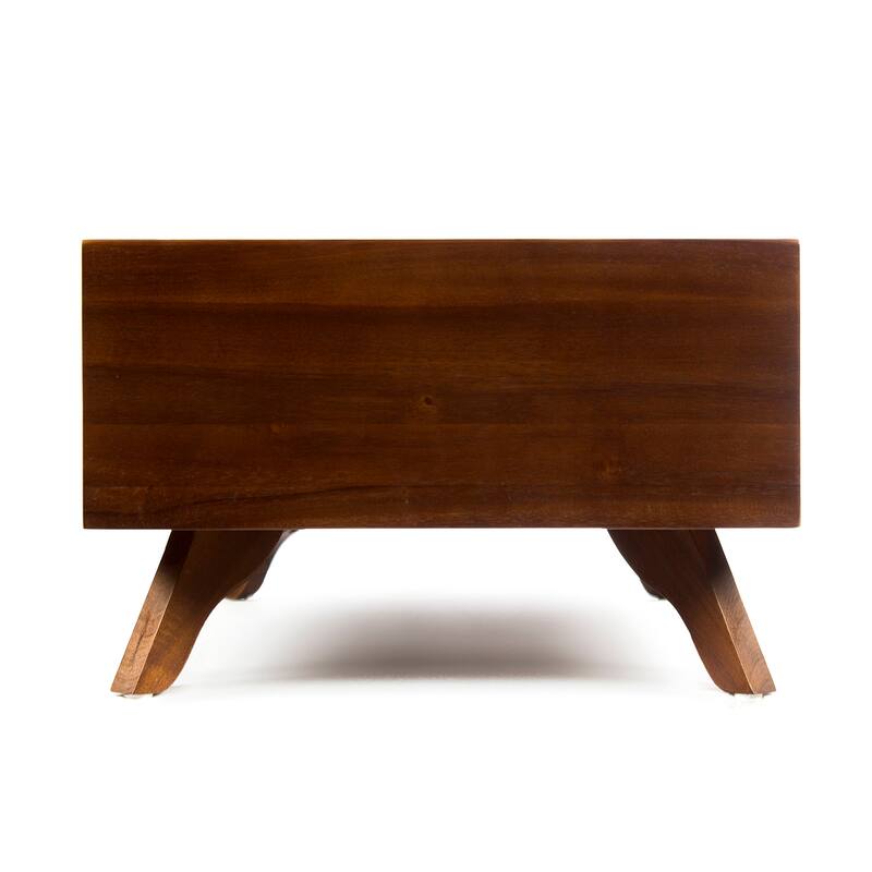 Roomfitters Solid Wood Pet Bed, Mid-Century Modern Frame with Cushion, Indoor Lounge in Walnut Brown