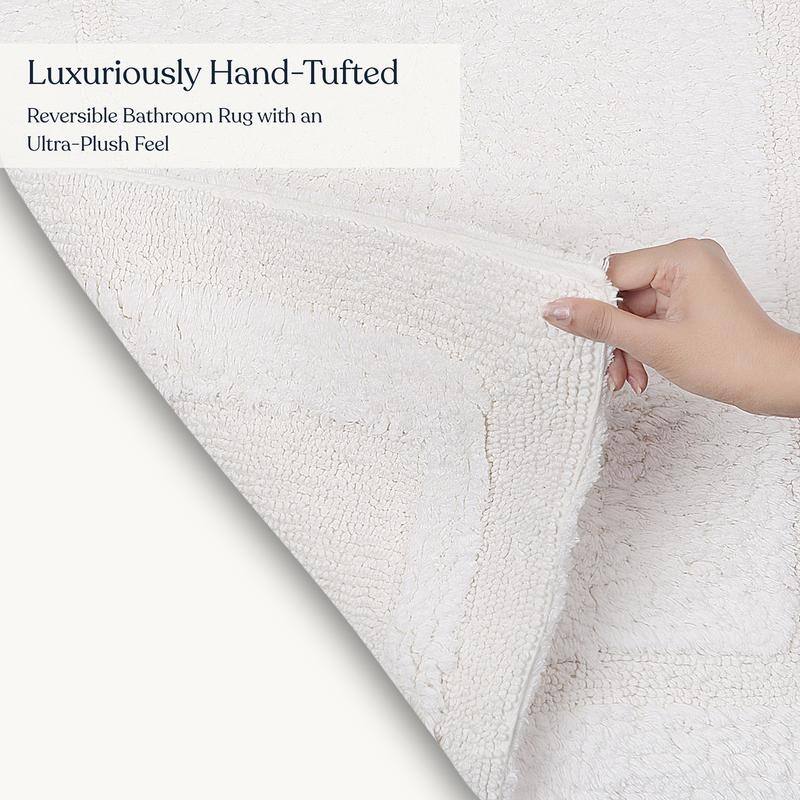 Delara Organic Cotton Reversible Bath Mat, 3000 GSM, GOTS Certified, Ultra-Thick & Super Absorbent, Quick-Drying Bathroom Rug