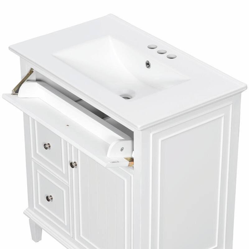 30 Inch Bathroom Vanity with Sink, Modern Vanity Cabinet with One Flip Drawer and Two Storage Drawers