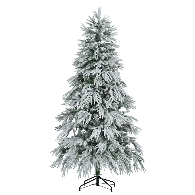 HomeRoots 6' Pre Lit Extra Full Frosted Pine Christmas Tree - White - 44.10 in. x 72.00 in. x 44.10 in.