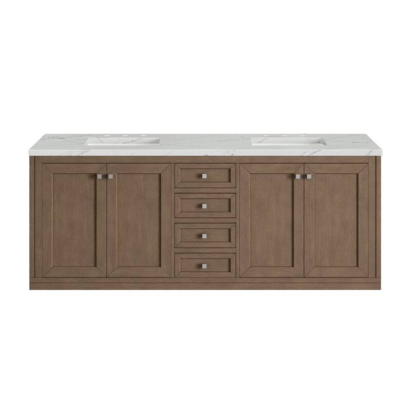 James Martin Vanities 305-V72-3ENC Chicago 72" Free Standing or Wall - Whitewashed Walnut - Walnut Finish