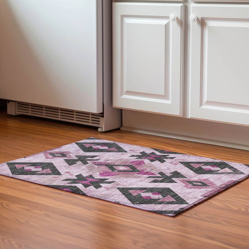 Premium Washable Super Soft Global Impressions Mayfield Rug - Pink - 1'8" x 2'6"