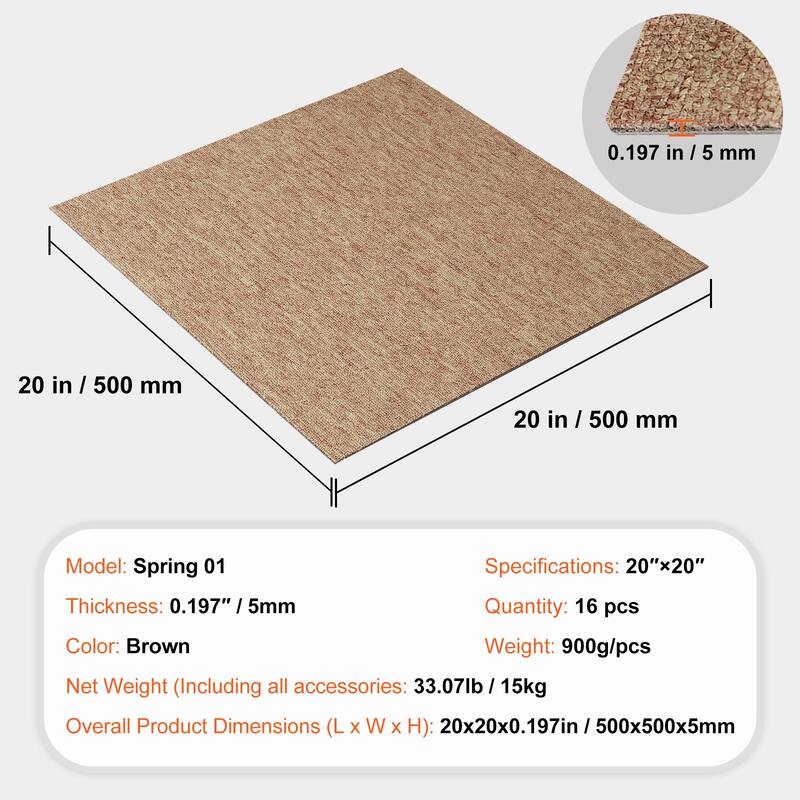 Carpet Tiles Reusable, 20"x 20" Carpet Squares With Padding Attached, Soft Padded Carpet Tiles, Easy Install DIY for Bedroom