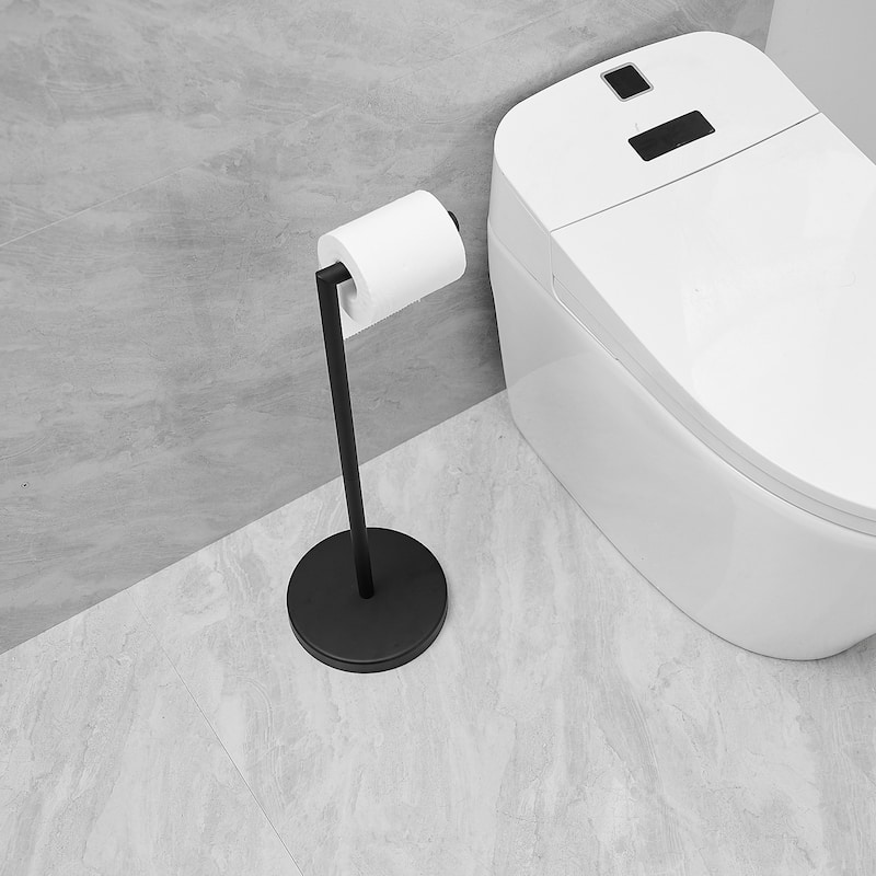 Round Freestanding Toilet Paper Holder with Stainless Steel Base