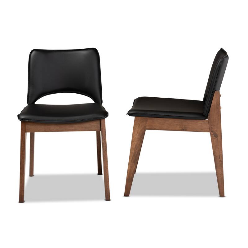Afton Mid-Century Modern 2-Piece Short Back Dining Chair Set