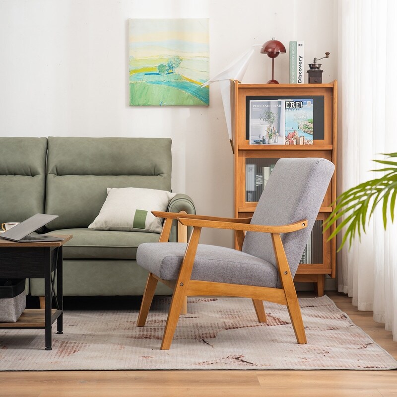 Home Comfort Mid Century Modern Wood Frame Accent Chair On Sale