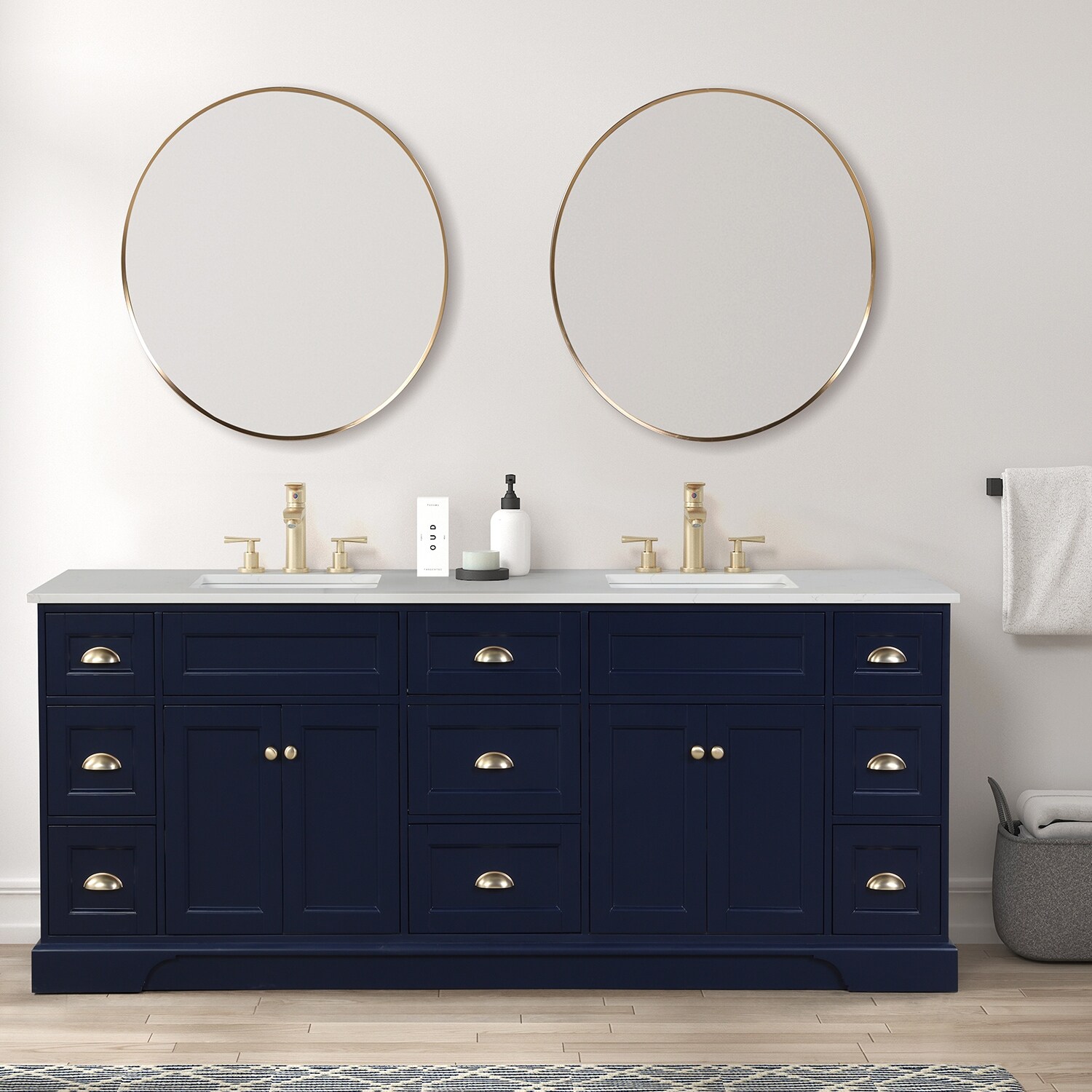 Vanity with gold hardware clearance