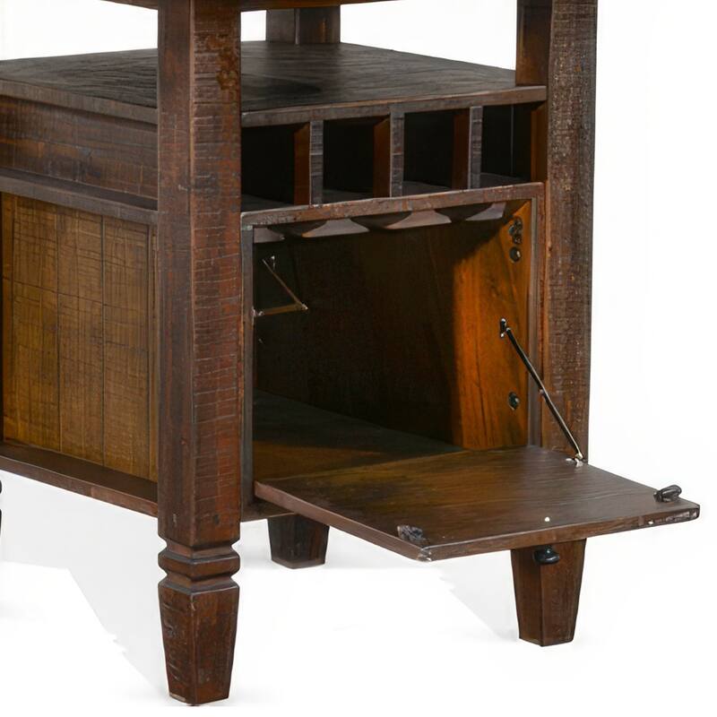 Flint Counter Height Table, 54 Inch Round, Brown Storage Pedestal Base