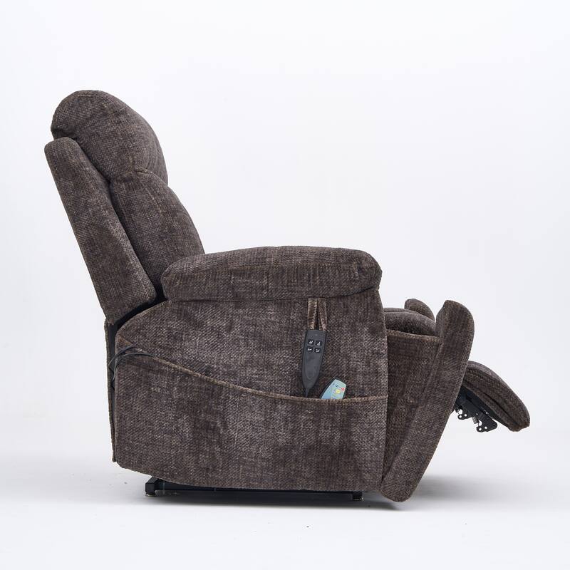 Velvet Oversized Power Lift Recliner Chair, 180° Flat with Massage