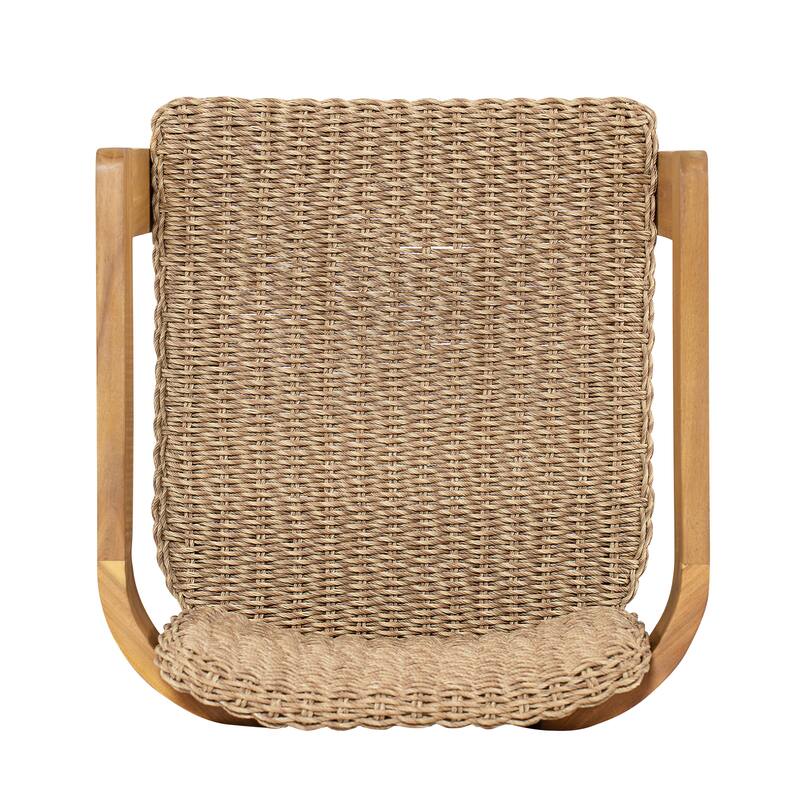 Christopher Knight Home - Outdoor Acacia Wood Dining Chairs with Handwoven Rattan Seat & Back - Set of 2