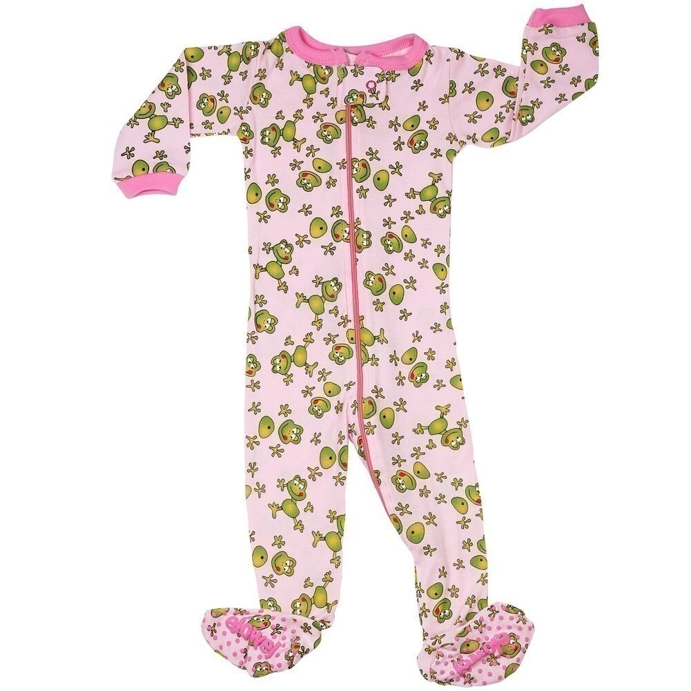 Shop Elowel Little Girls Pink Green Frog Print Zipper Footed