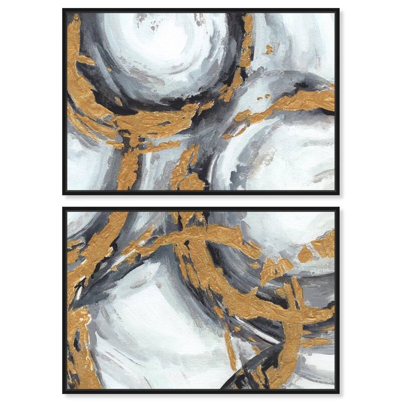 Love Circles Canvas Set of 2 by Art Remedy - 15" x 10" - Black