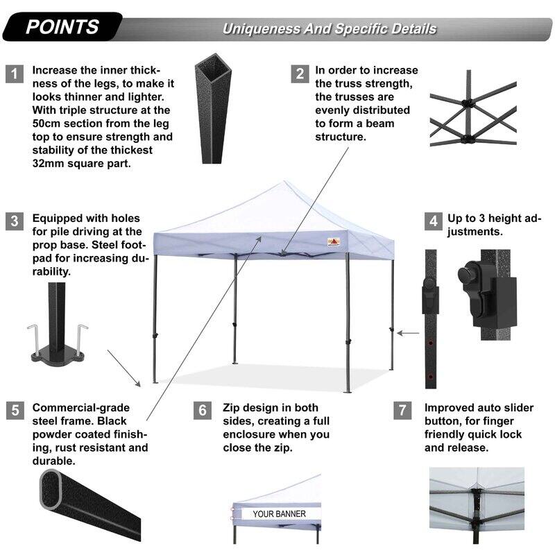 ABCCANOPY Outdoor Commercial Metal Patio Pop-Up Canopy - 10ftx10ft