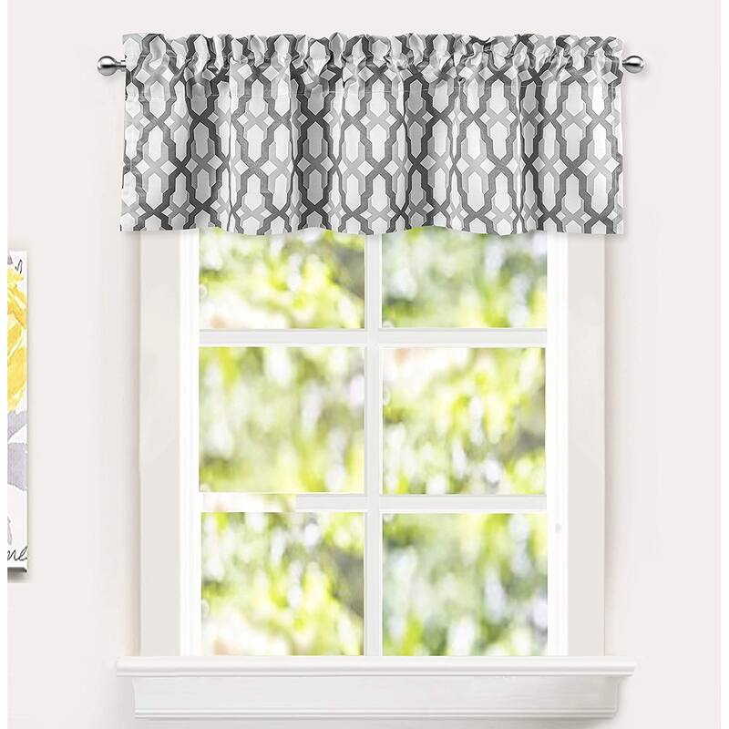 DriftAway Mason Geometric Trellis Pattern Window Curtain Valance Rod Pocket - 52" width x 14 " length - 52" width x 14 " length