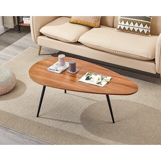 Coffee Table Living Room Mid Century Drop Shape Accent Oval - Bed Bath ...