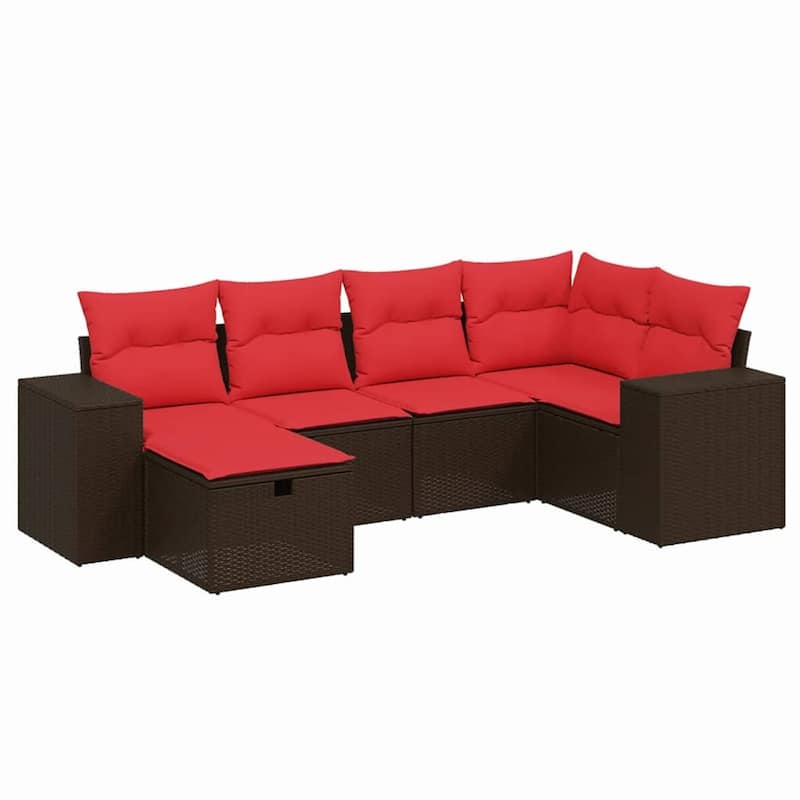 vidaXL Patio Sofa Set with Cushions Outdoor Conversation Furniture Poly Rattan