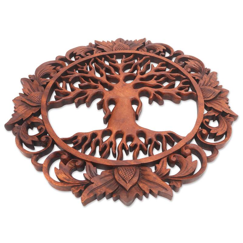 Novica Handmade Tree Roots Wood Wall Relief Panel