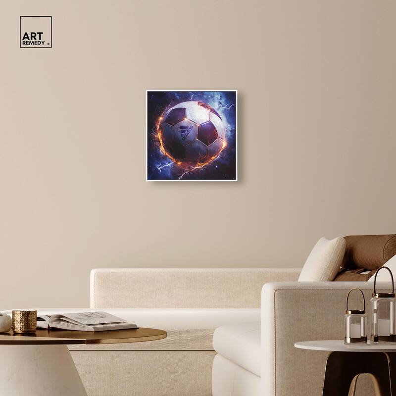 Electrify Soccer Ball Canvas by Art Remedy