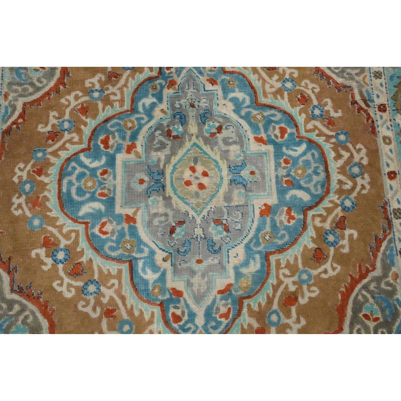 Hand Knotted Oriental 100% Wool Carpet Traditional Medallion Brown Tabriz Area Rug - 6' 2'' X 4' 8''