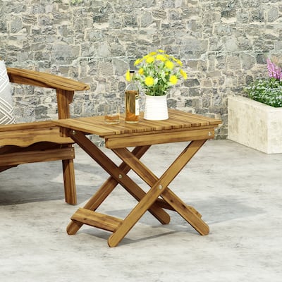Malibu Outdoor Folding Side Table by GDFStudio - 22.75"W x 15"D x 18.5"H