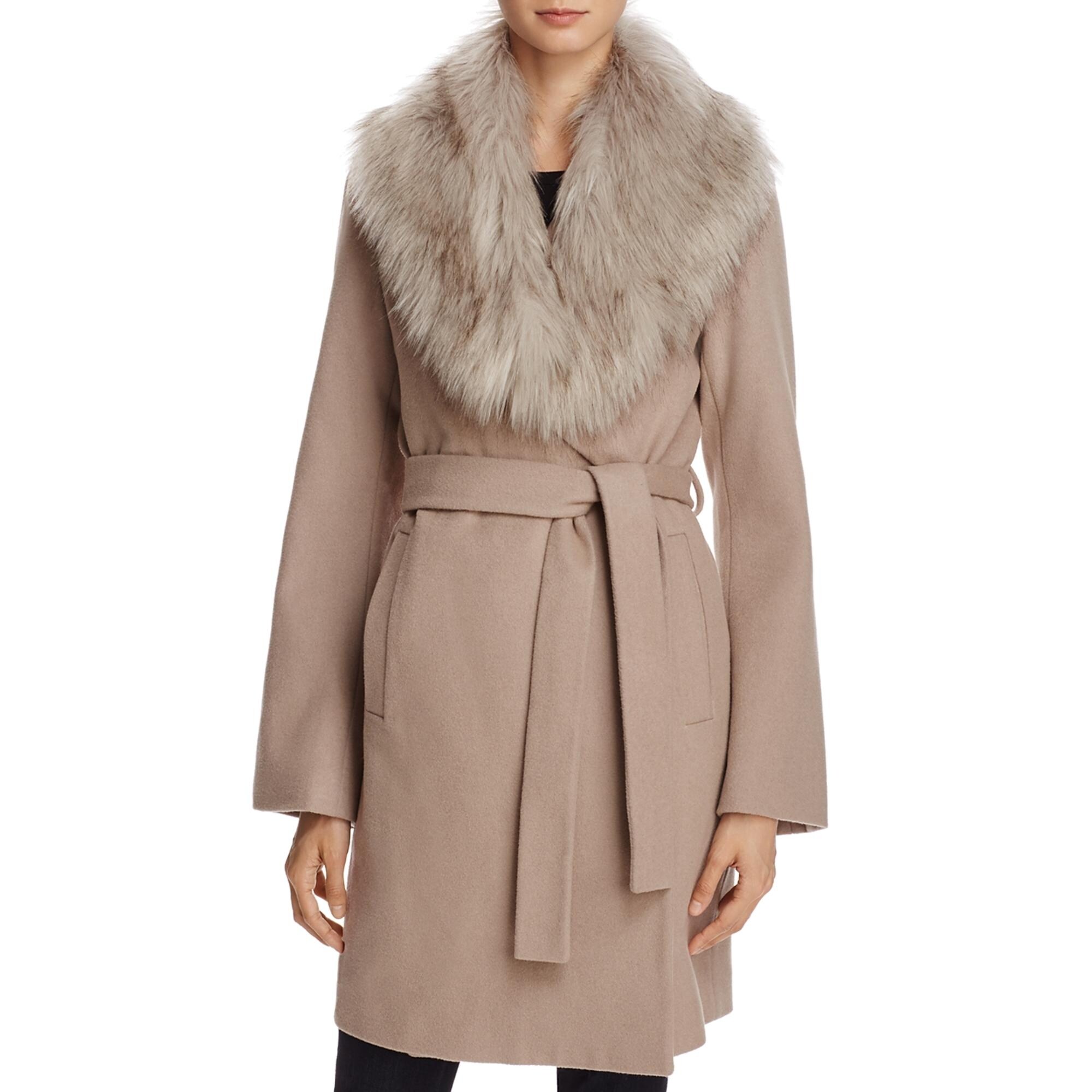 fur collar wrap coat