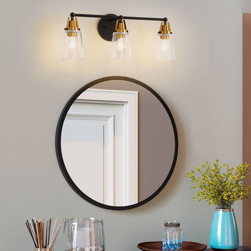 Modern 3-Light Vanity Light 26.2"" Brushed Nickel & 25.7"" Black Bronze with Clear Glass