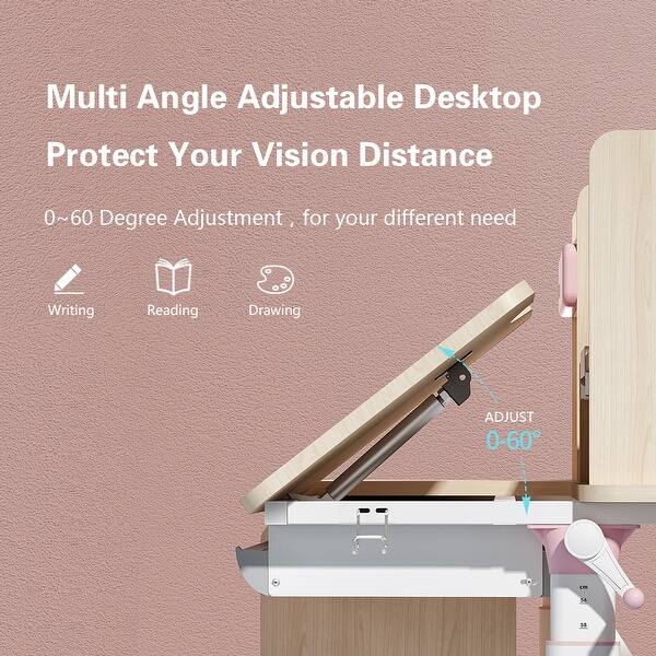 Shop Ergonomic Wood Kids Study Desk Drafting Table Computer Station Overstock 31450926