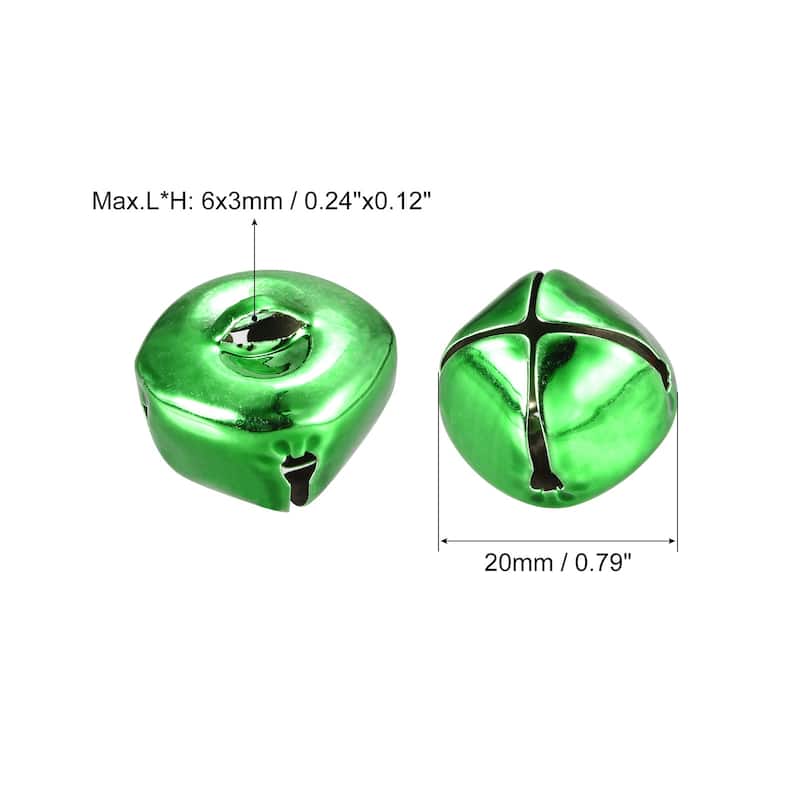 Jingle Bells, 20mm 12pcs Small Bells for Crafts DIY Christmas, Gold Tone - 20mmx20mm - Green