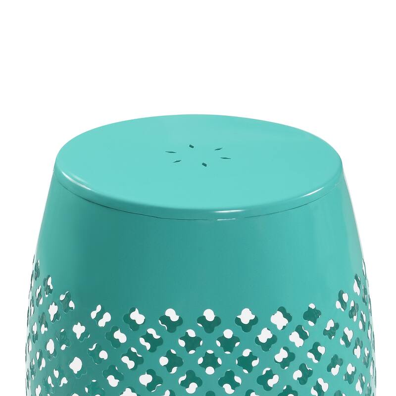 12" Modern Indoor/Outdoor Round Openwork Metal Green Side Table - 12" L x 12" W x 16.7" H