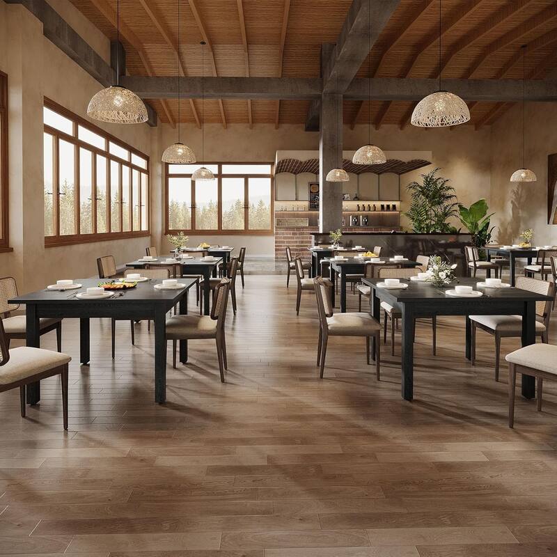 Square Wood Dining Table, Farmhouse Kitchen Table for Living/Dining Room