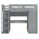 preview thumbnail 11 of 78, Stylish Loft Bed Wood Bed Loft Frame with Built-in Desk and Bookshelf, Double Door Wardrobe, Storage Shelves Ladder, 4 Drawers