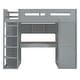 preview thumbnail 25 of 28, Twin Size Loft Bed w/Wardrobe, Built-in Desk, Wooden High Loftbed Frame w/4 Shelves Bookcase, 4 Drawers for Kids Teens Bedroom